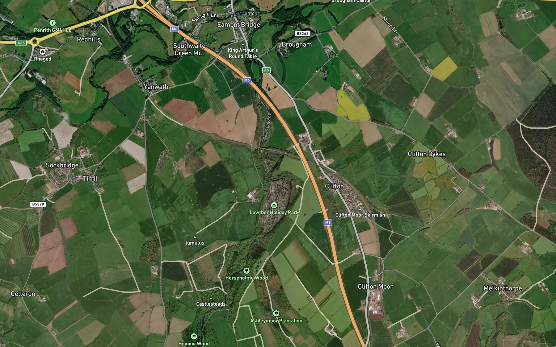 Satellite map of the River Lowther