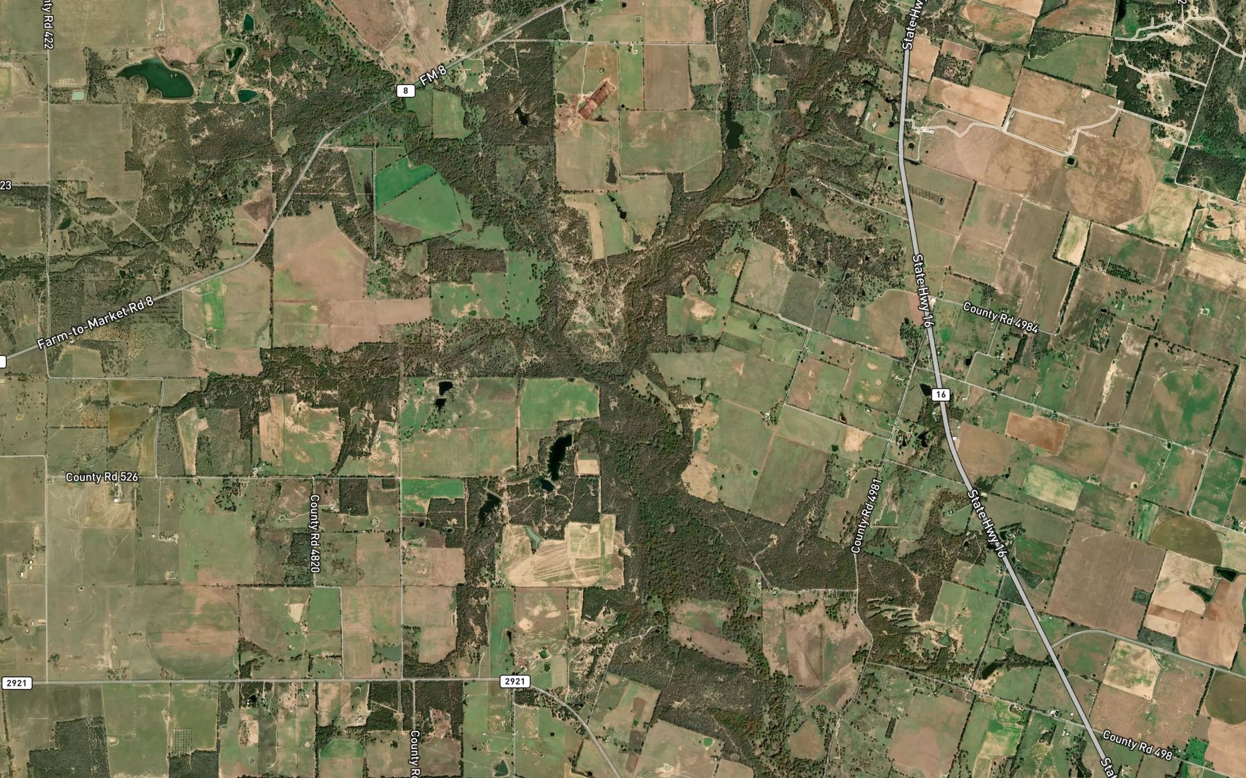 Satellite map of the Hog Creek