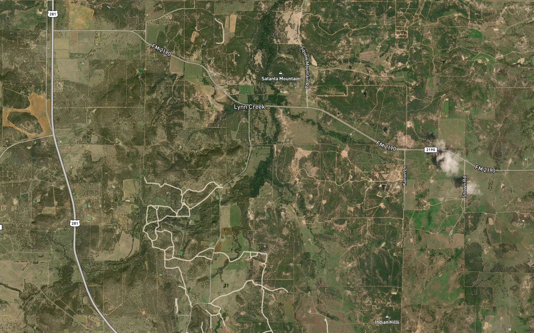 Satellite map of the McBee Branch