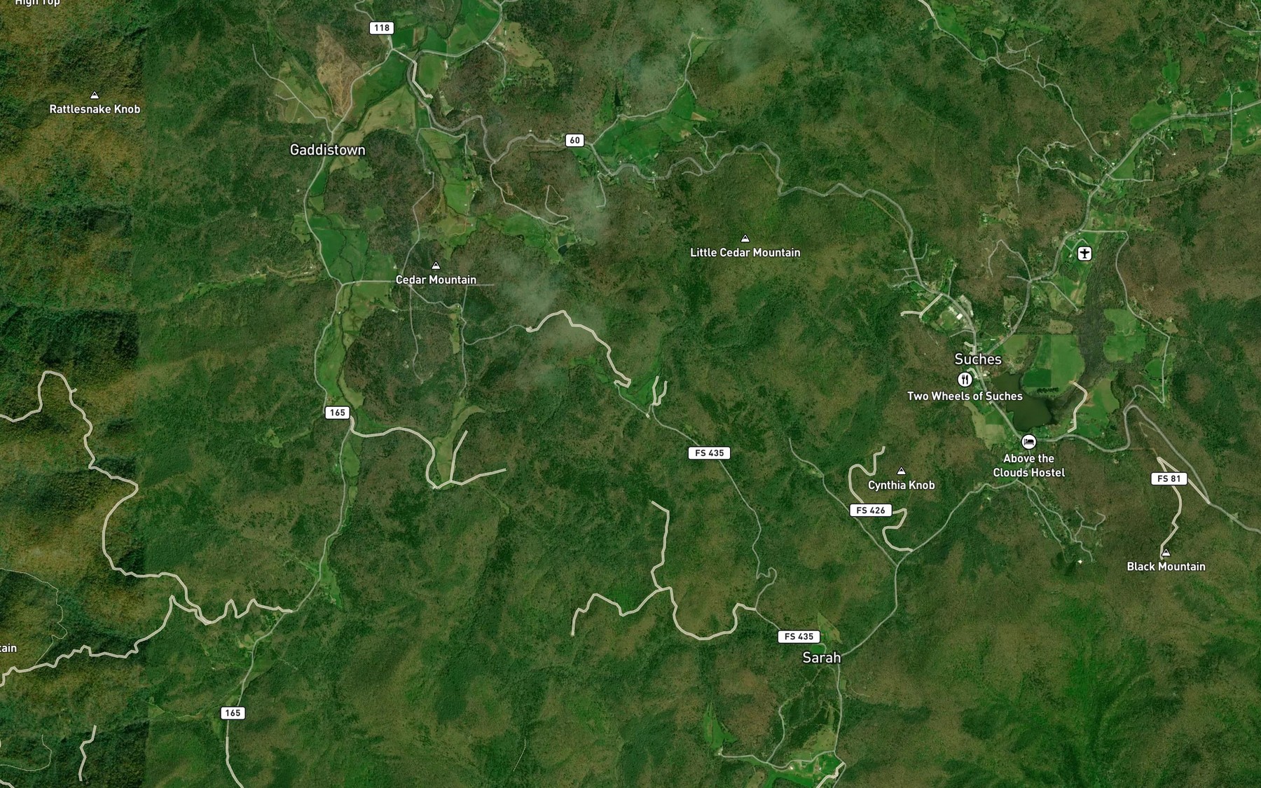 Satellite map of the Sally Spillers Branch
