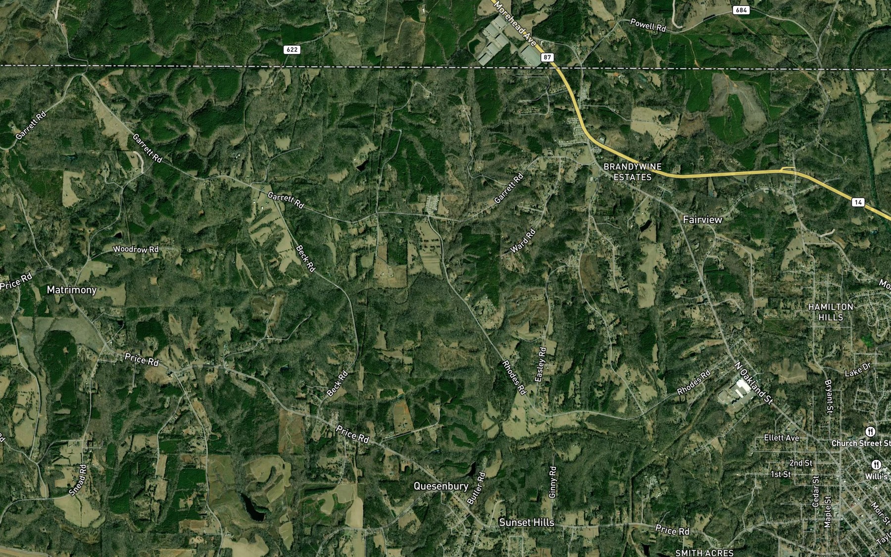 Satellite map of the Poplar Branch