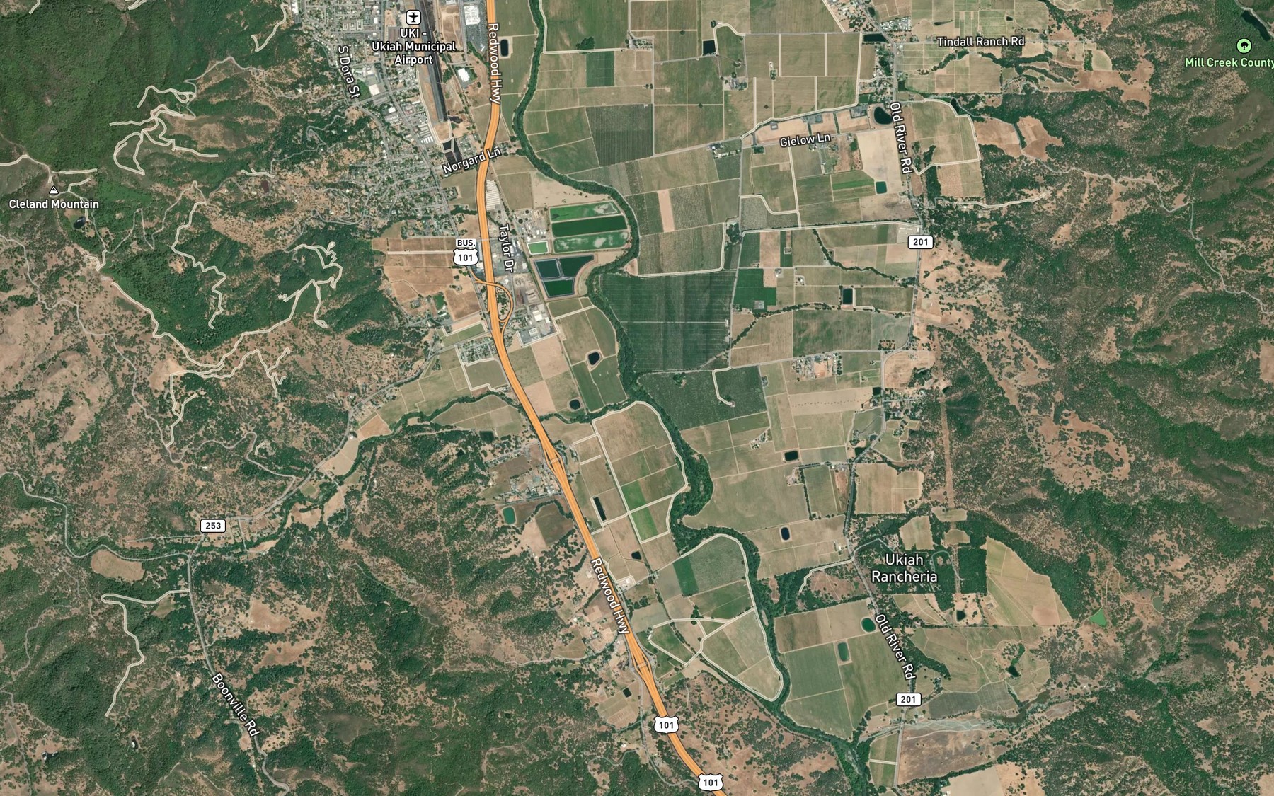 Satellite map of the Robinson Creek