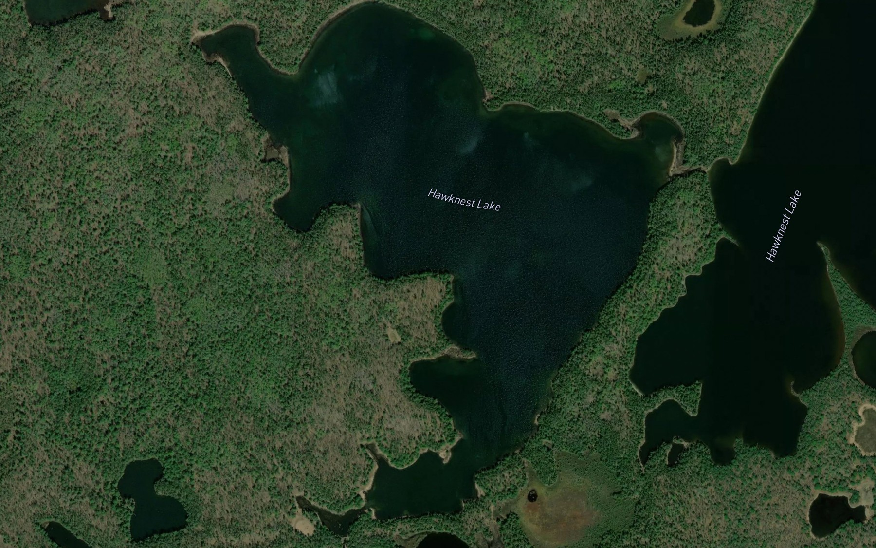 Satellite map of the Hawknest Lake