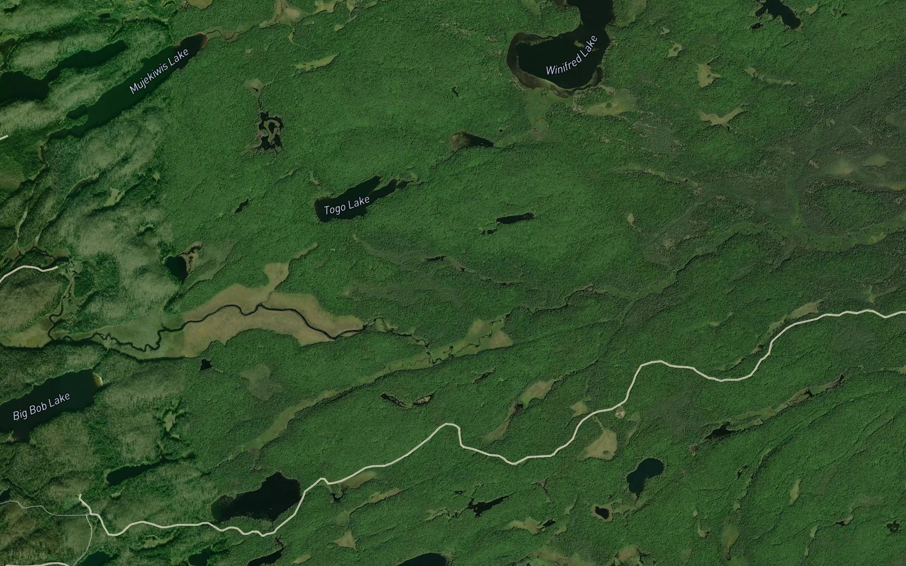 Satellite map of the Chibiabos Creek