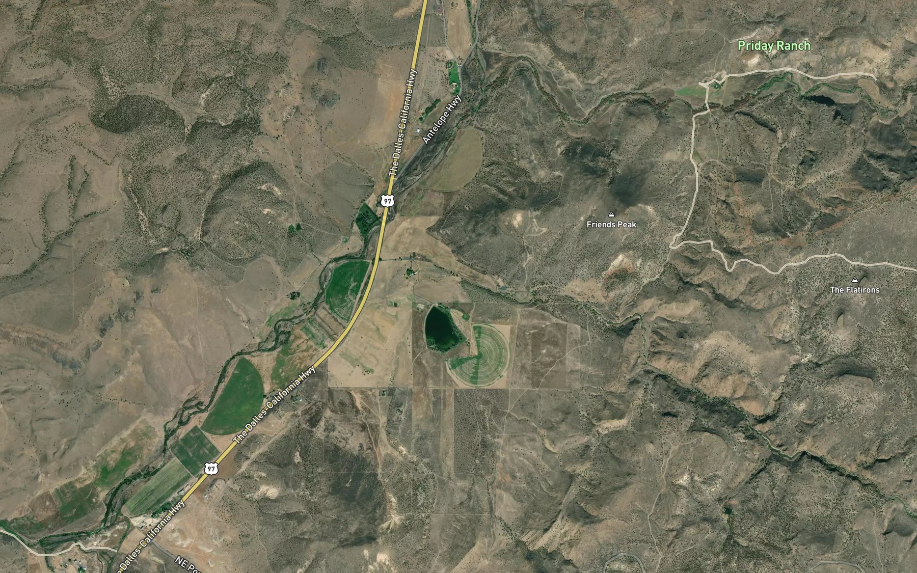 Satellite map of the Pony Creek
