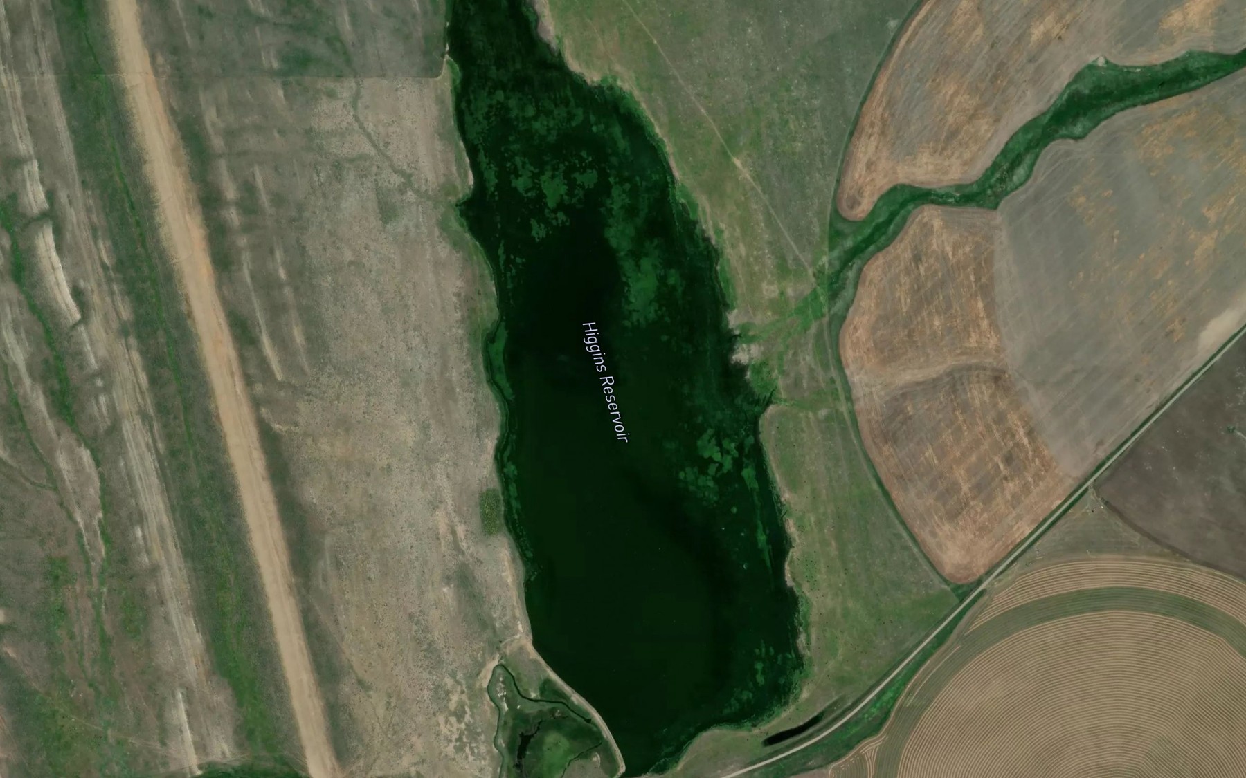 Satellite map of the Higgins Reservoir
