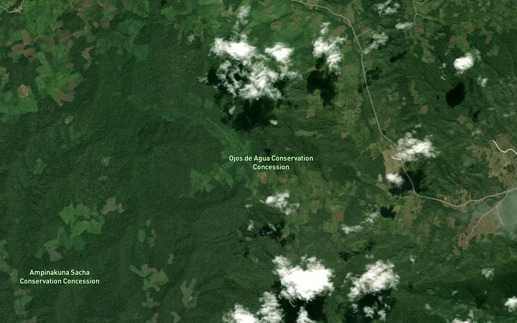Satellite map of the Quebrada Ishangayacu
