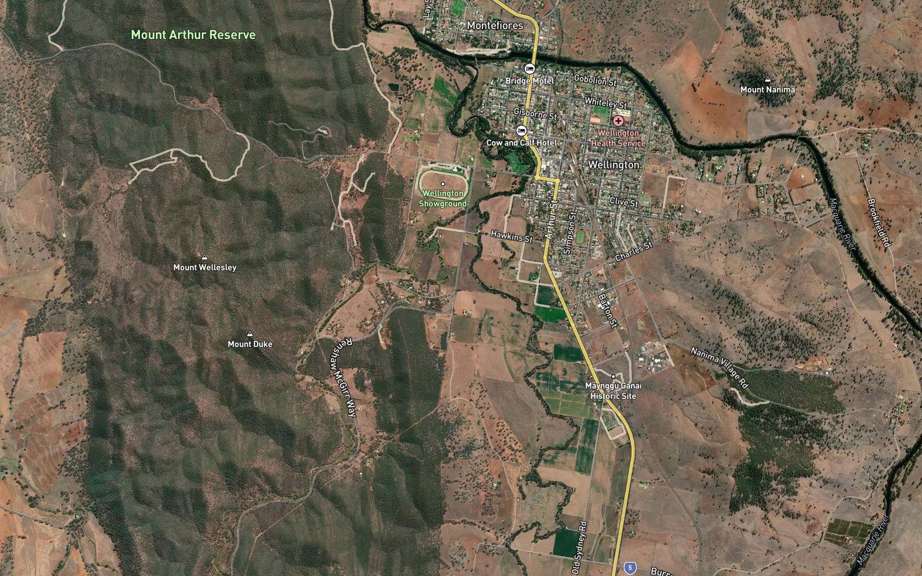 Satellite map of the Curra Creek