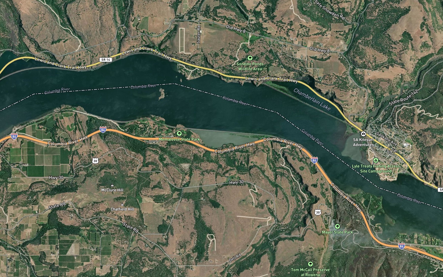 Satellite map of the McClure Lake