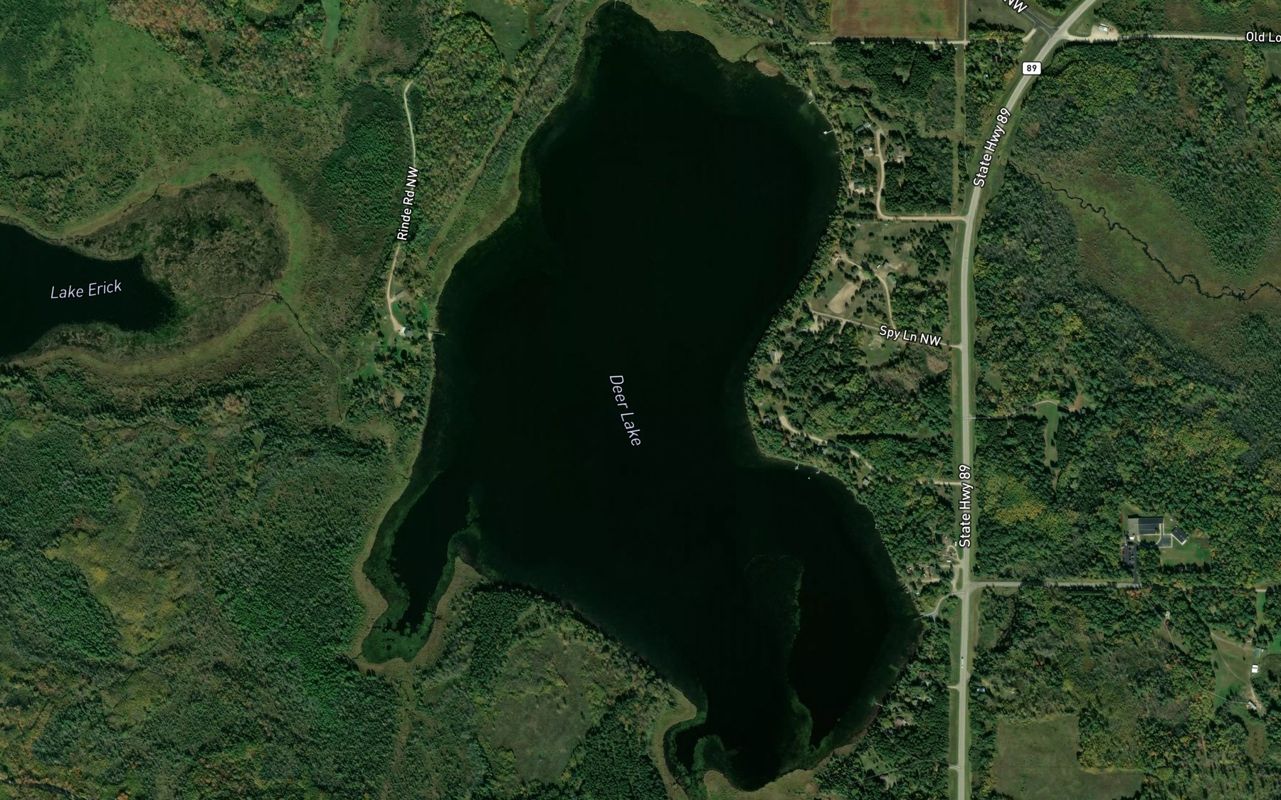 Satellite map of the Deer Lake