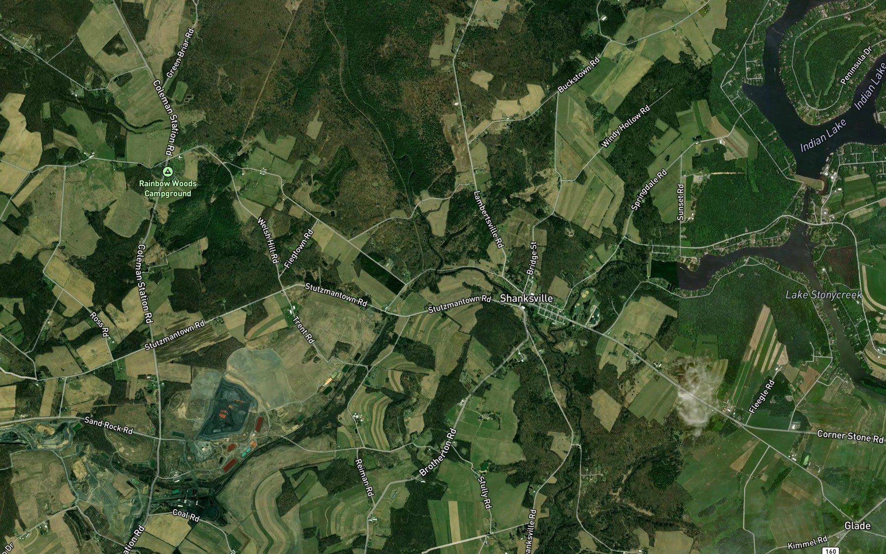 Satellite map of the Schrock Run