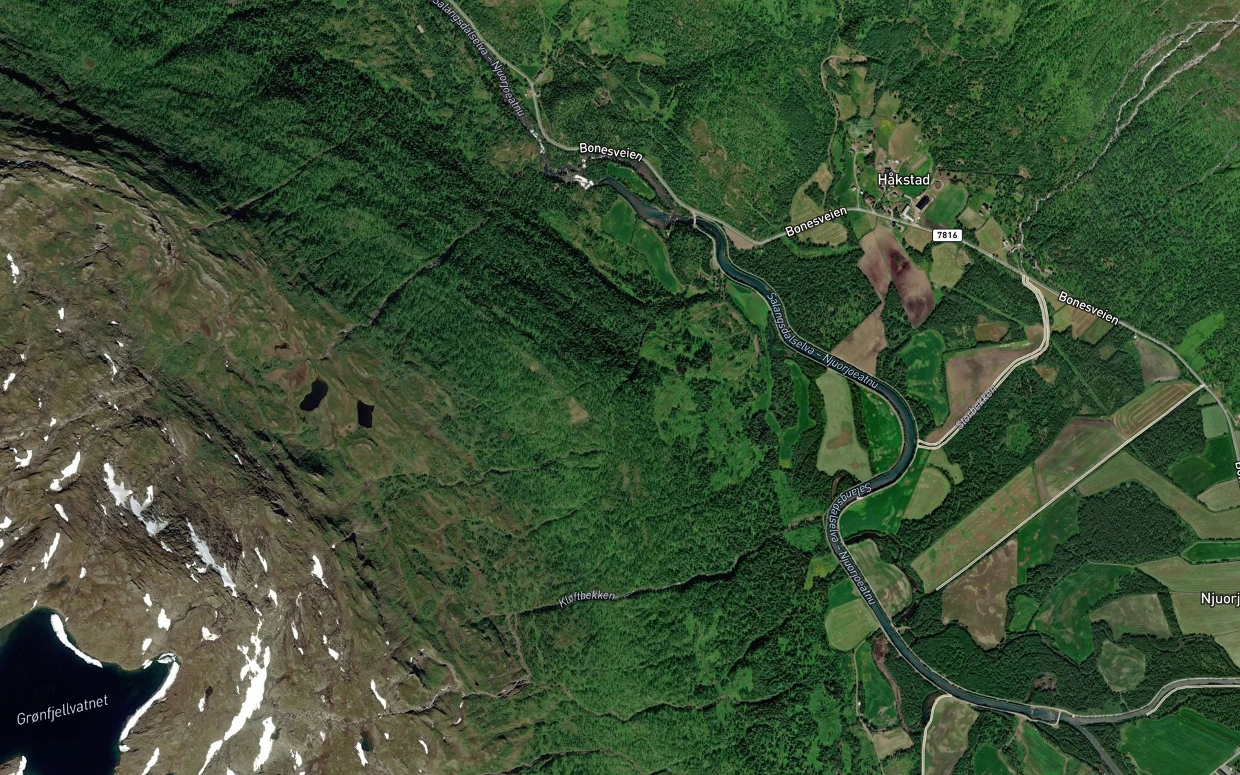 Satellite map of the Hulebekken