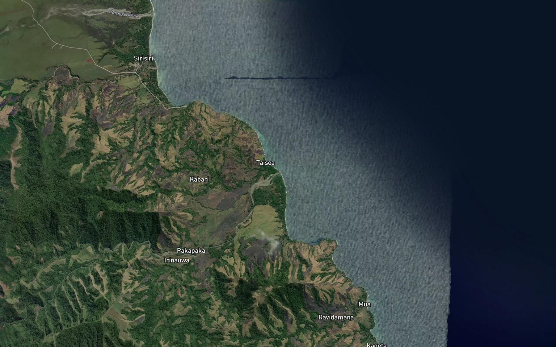 Satellite map of the Kiramara River