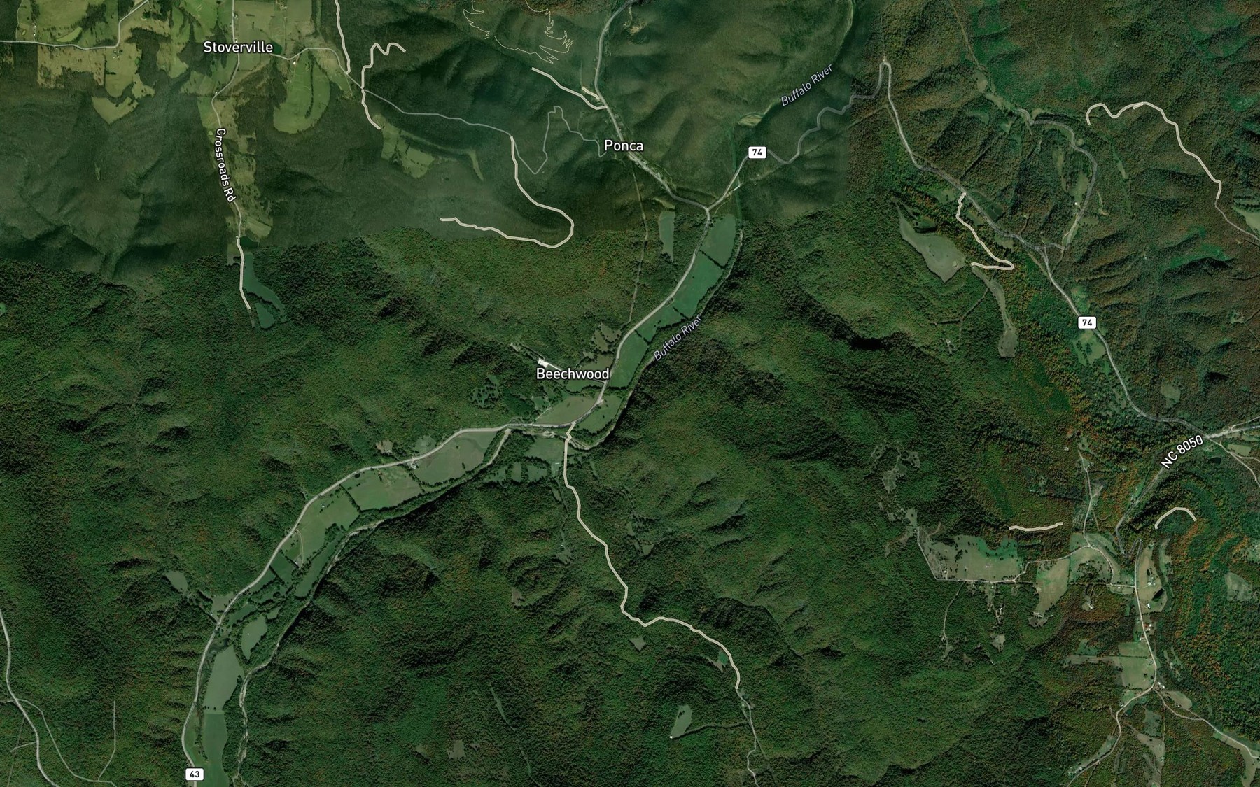 Satellite map of the Clark Creek