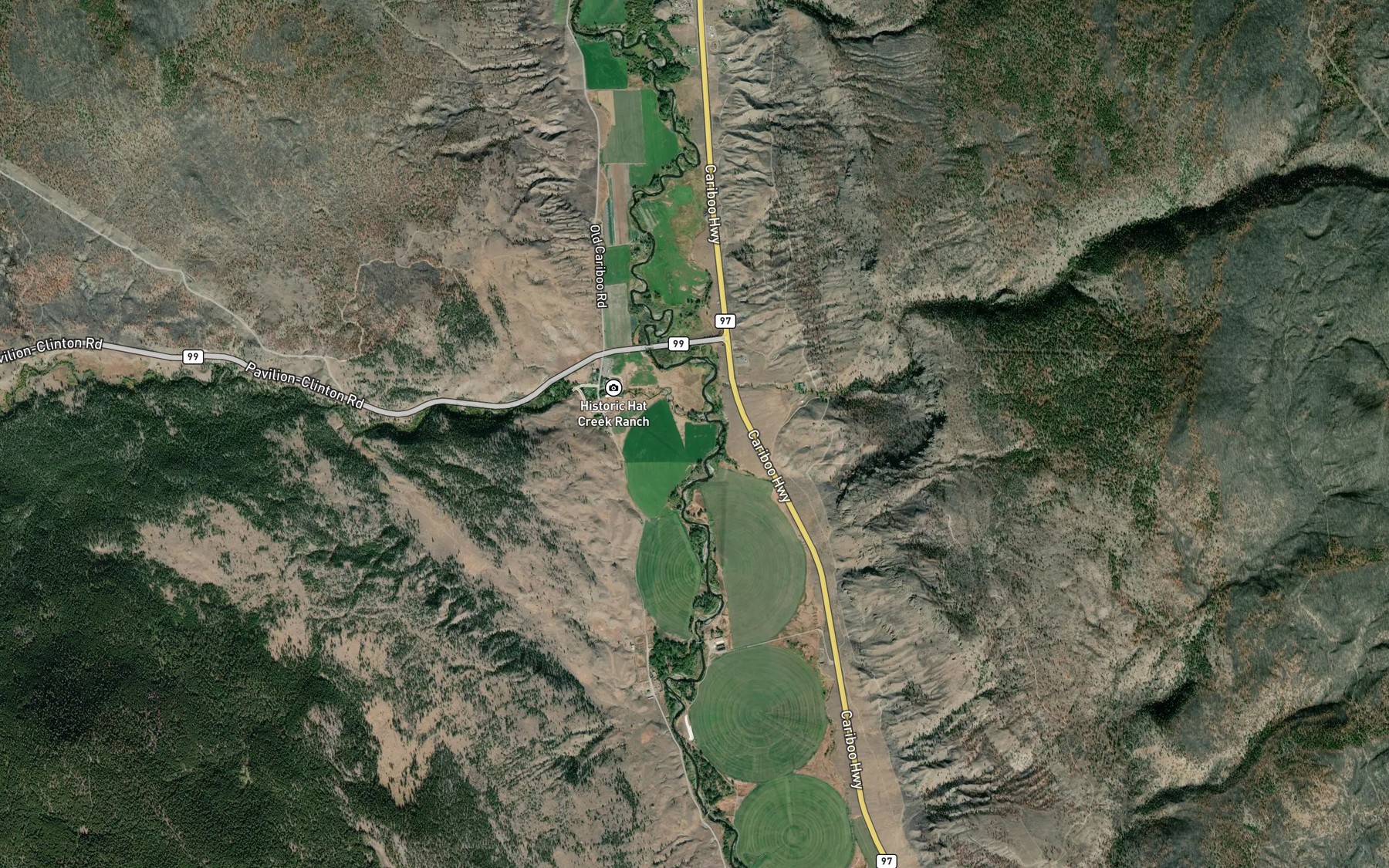Satellite map of the Hat Creek