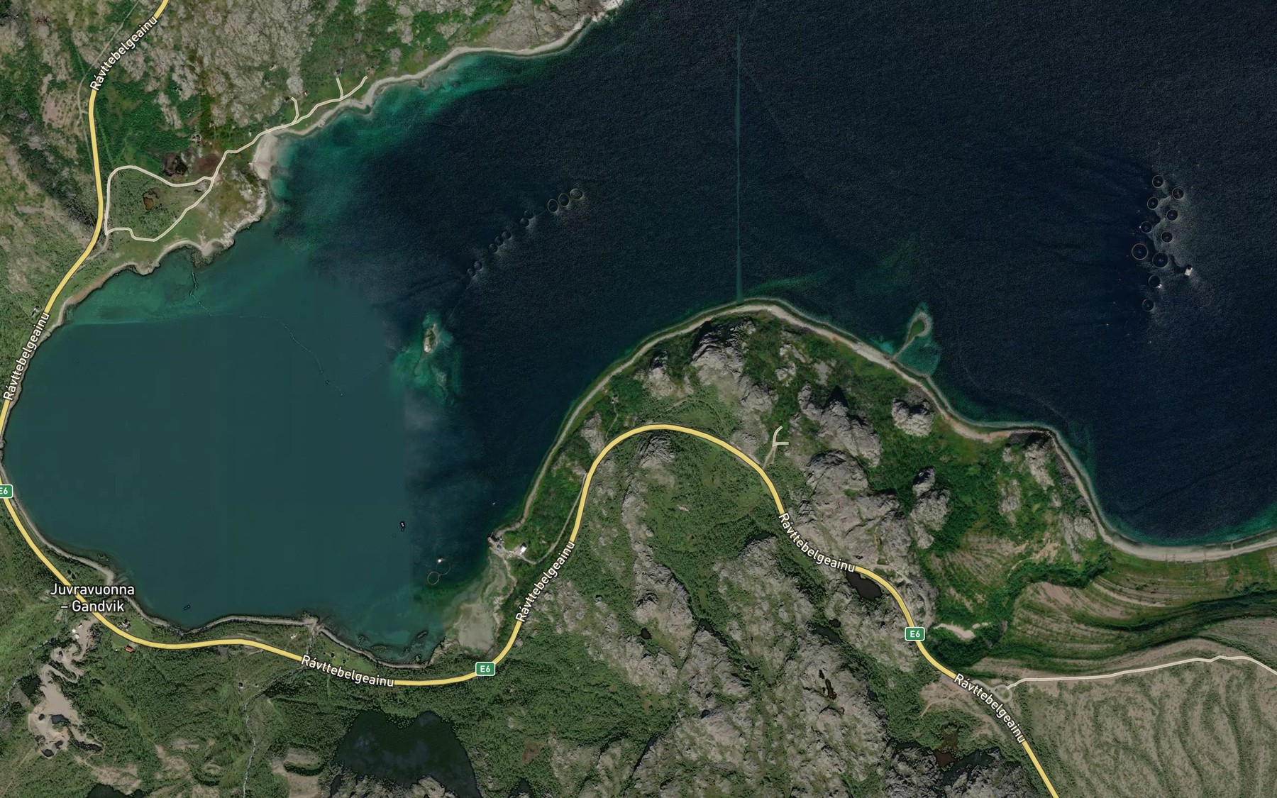 Satellite map of the Ceakkajohka