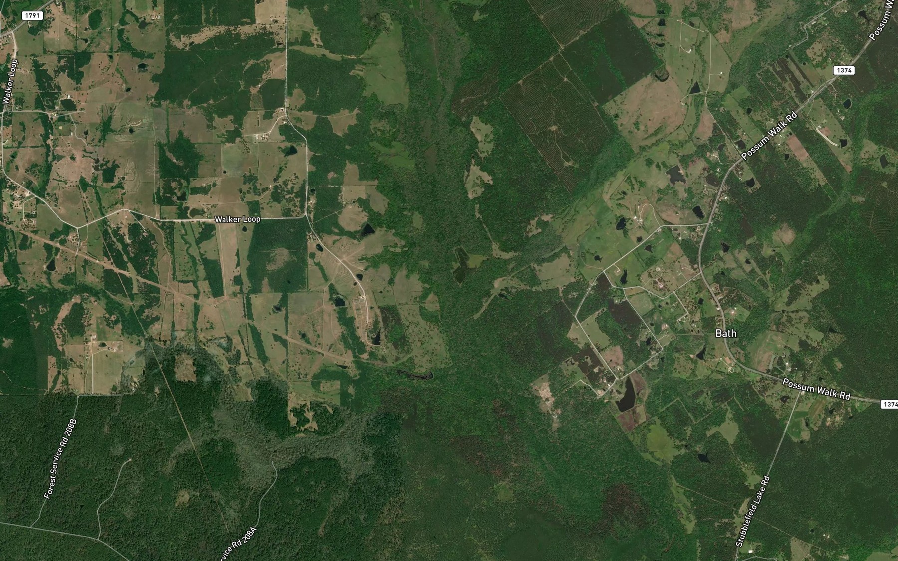 Satellite map of the Robinson Creek