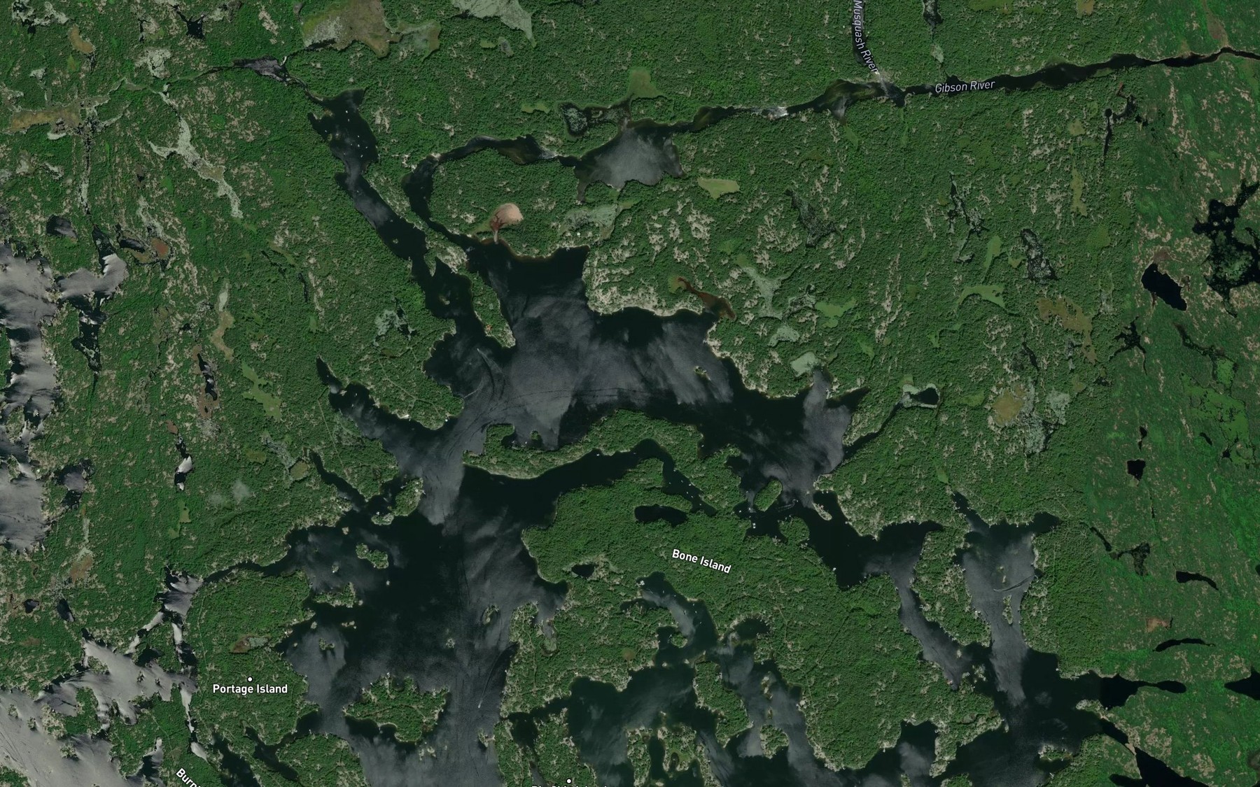 Satellite map of the Musquash River
