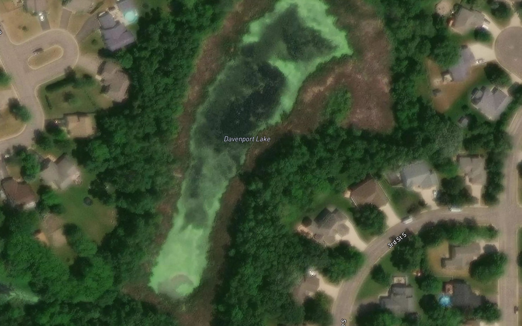 Satellite map of the Davenport Lake