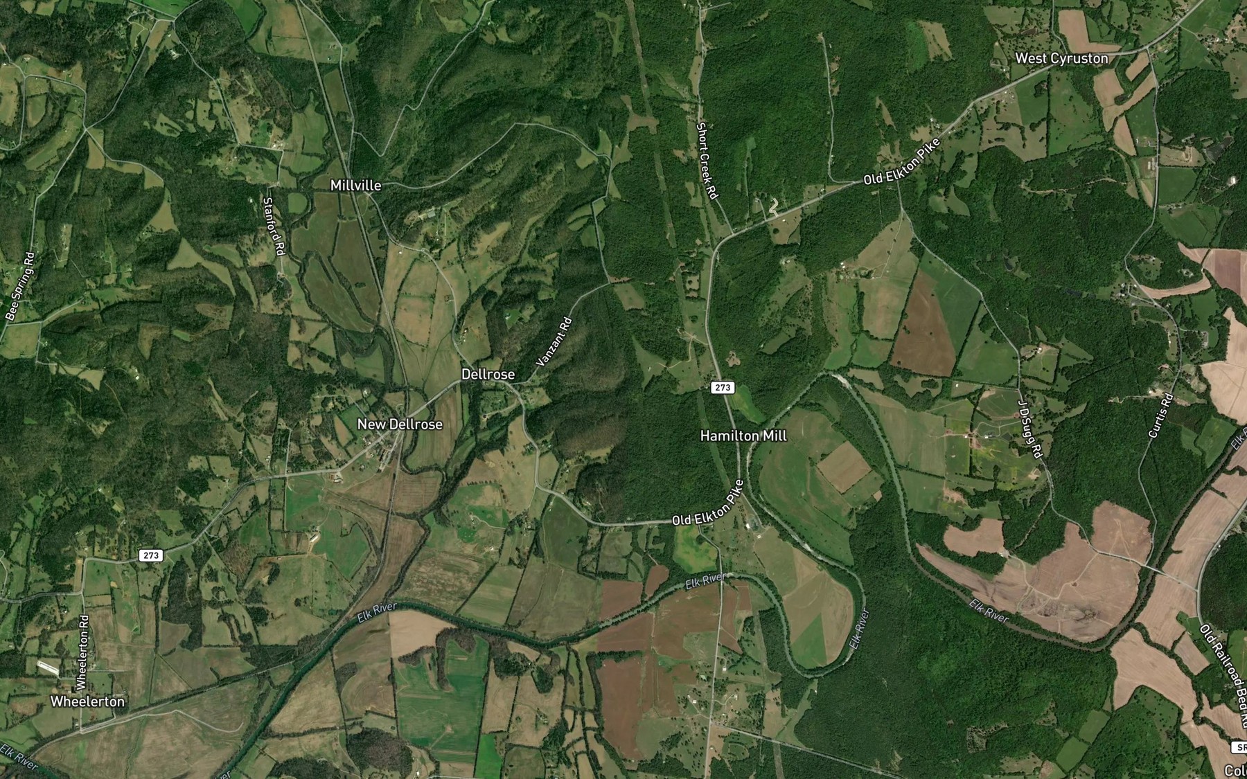 Satellite map of the Oliver Spring