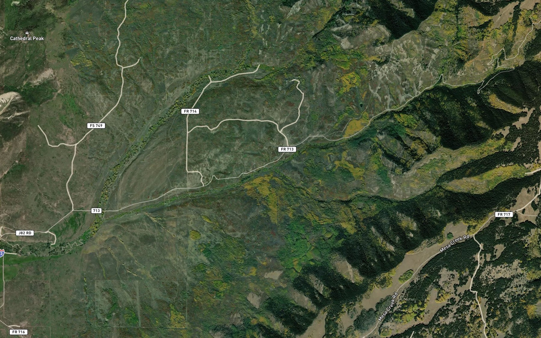 Satellite map of the South Crystal Creek