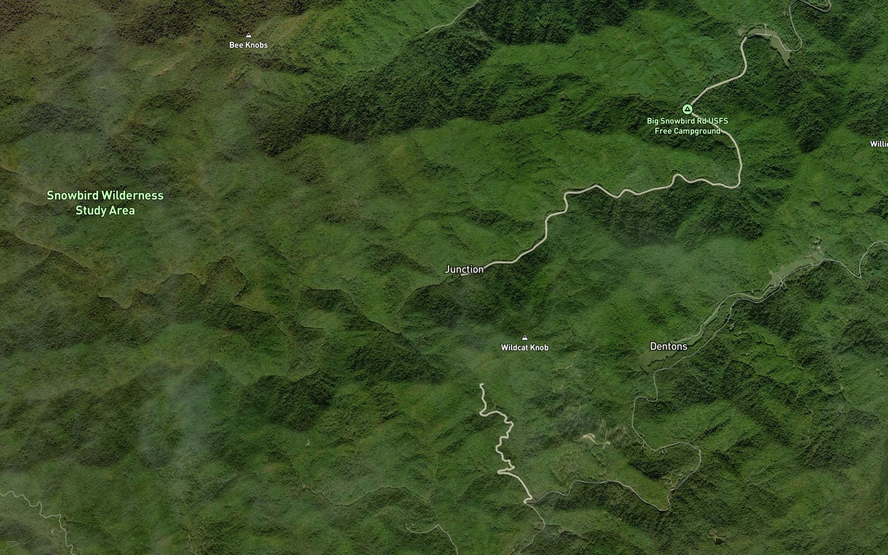 Satellite map of the Owlcamp Branch