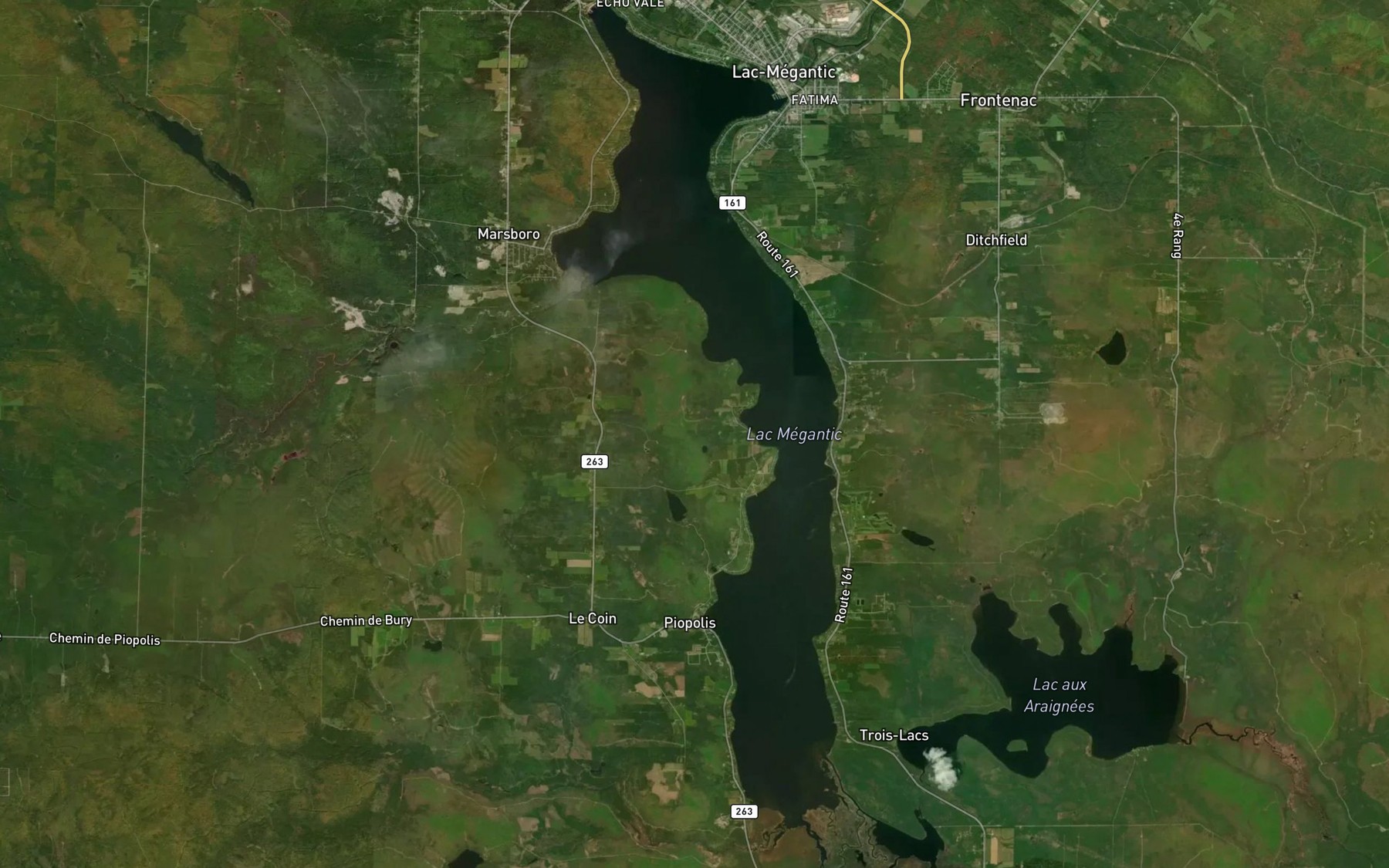 Satellite map of the Lac Megantic