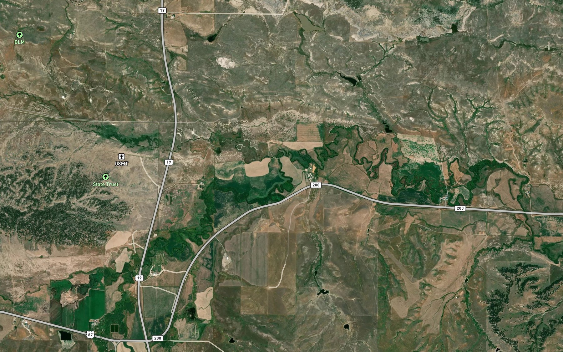 Satellite map of the Chippewa Creek