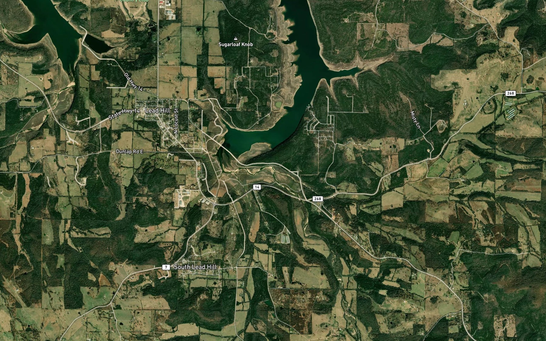 Satellite map of the Locust Creek