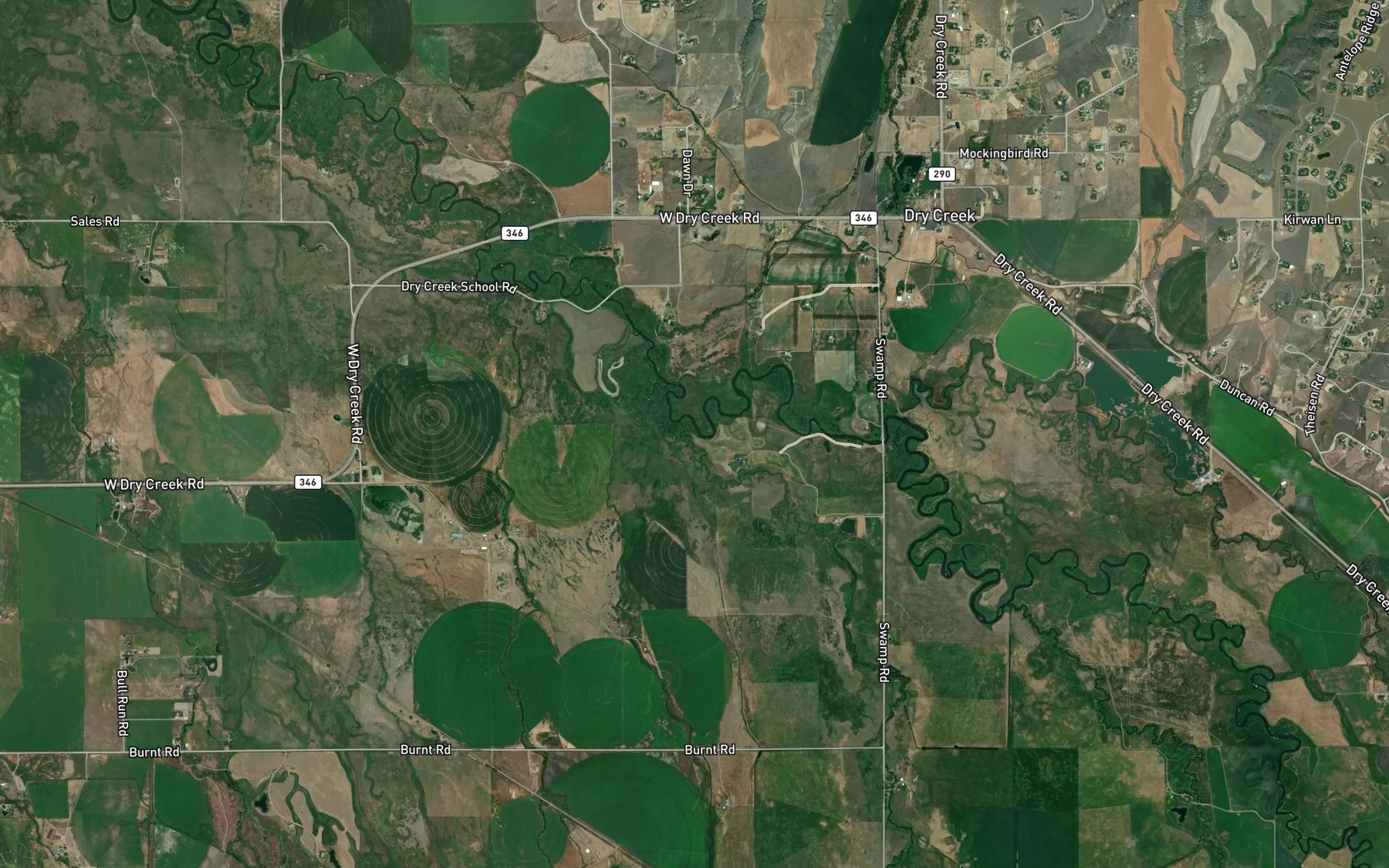 Satellite map of the Story Creek