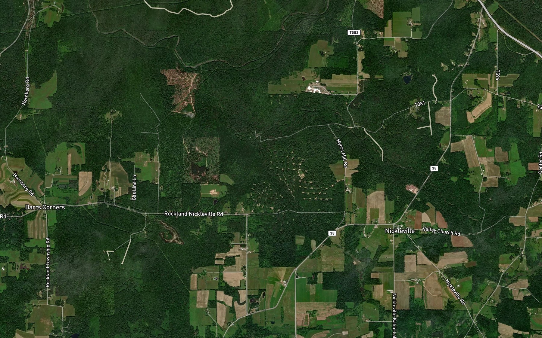 Satellite map of the Pryor Run