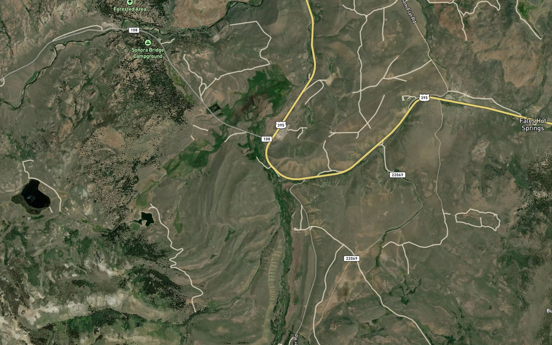 Satellite map of the Hot Creek
