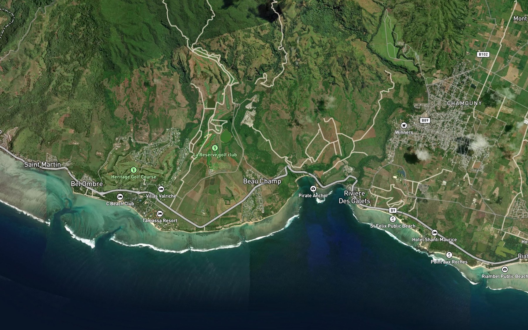 Satellite map of the River Jacotet