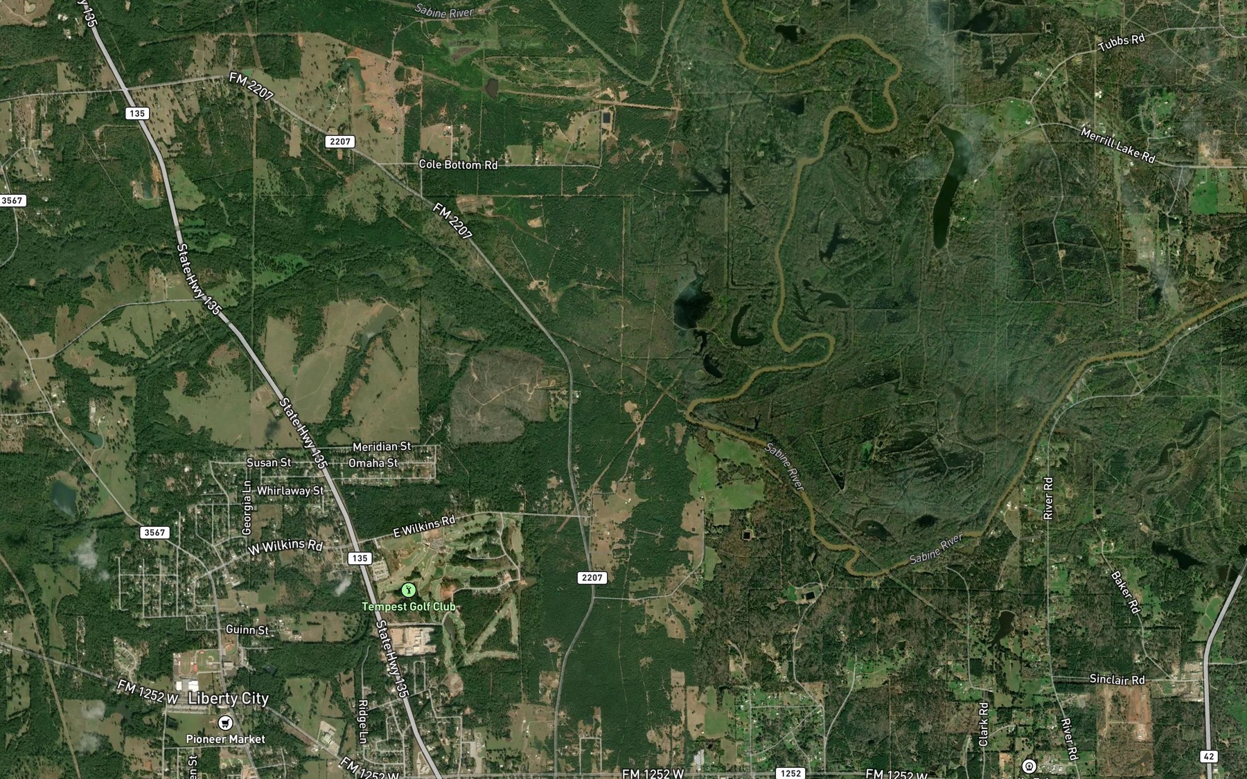 Satellite map of the Rocky Creek