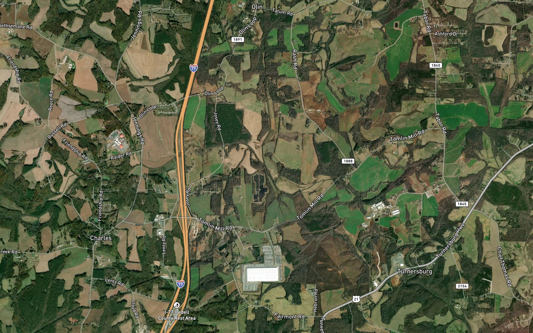 Satellite map of the Olin Creek
