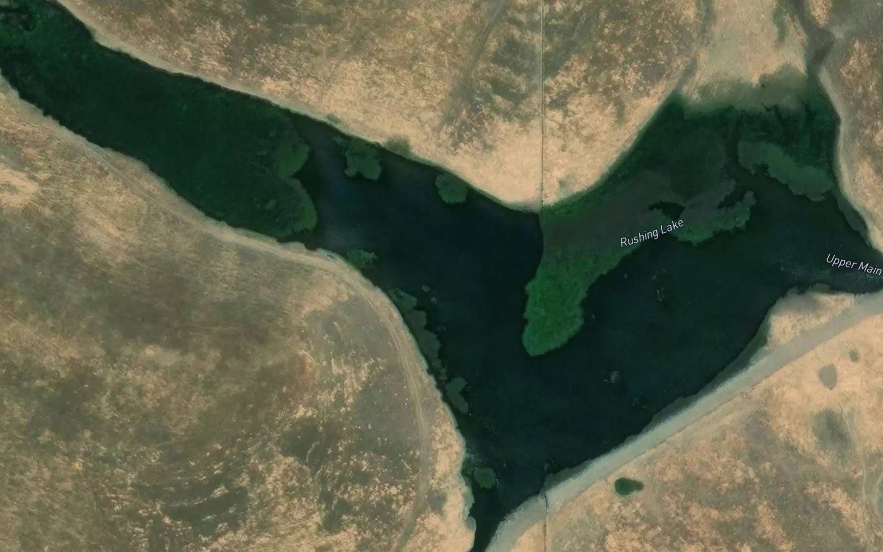Satellite map of the Rushing Lake