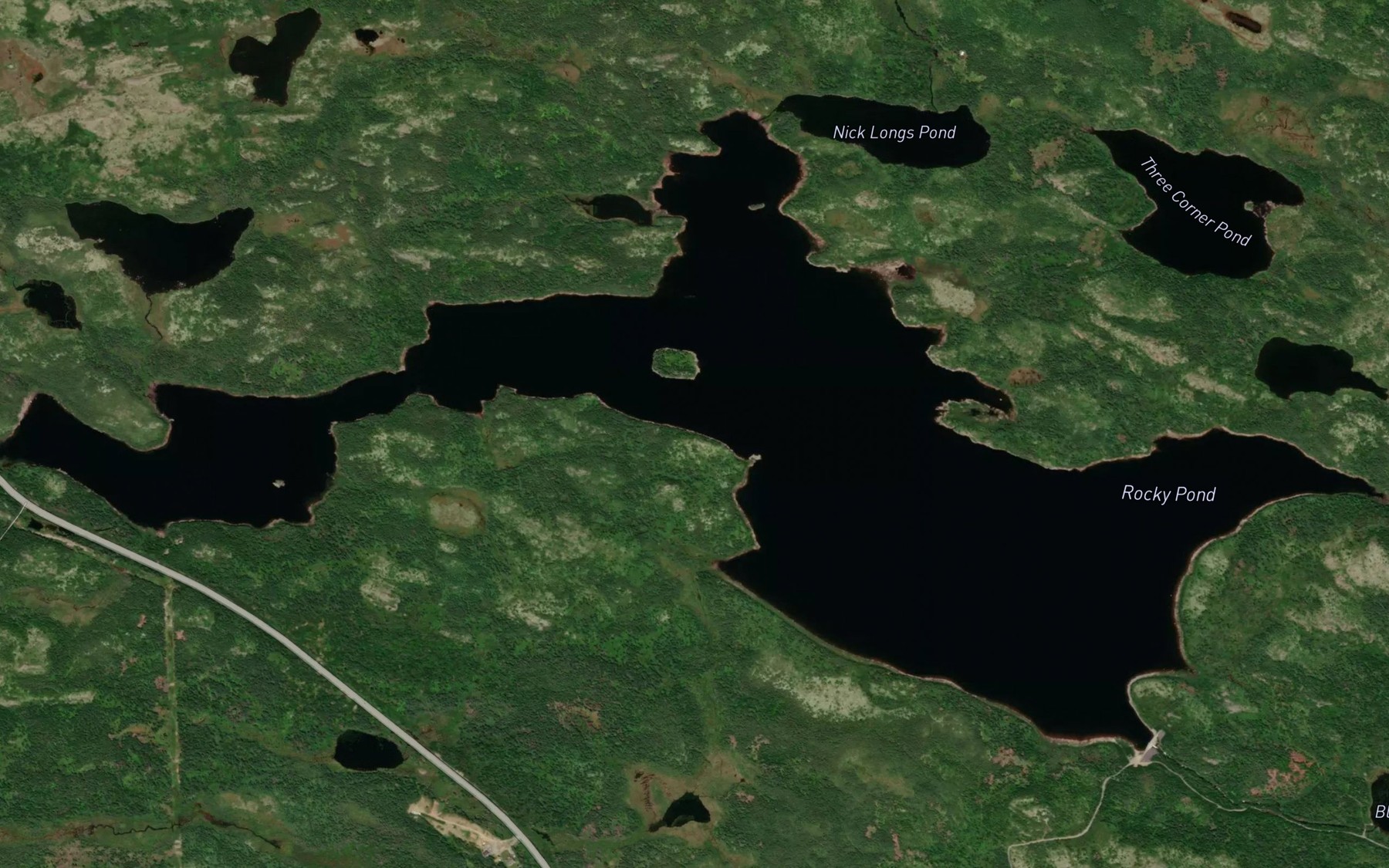 Satellite map of the Rocky Pond