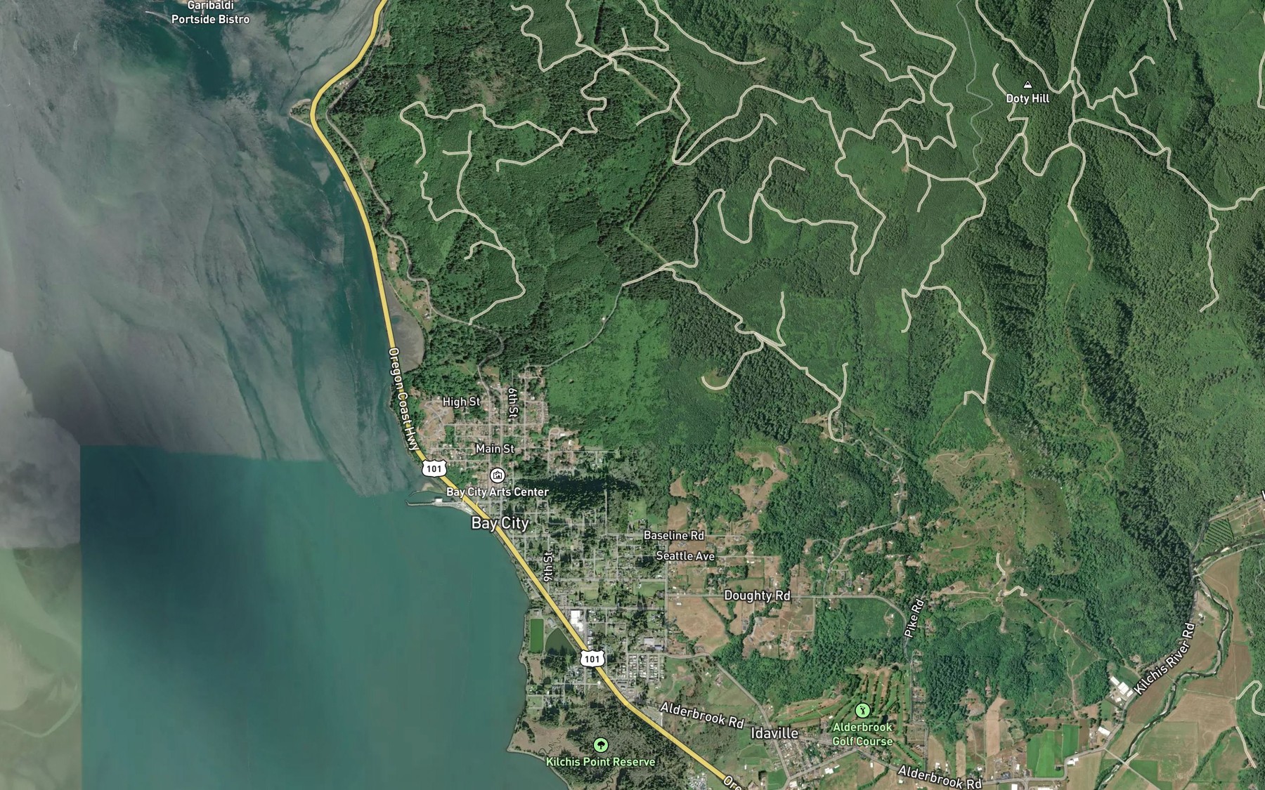 Satellite map of the Bay City Reservoir