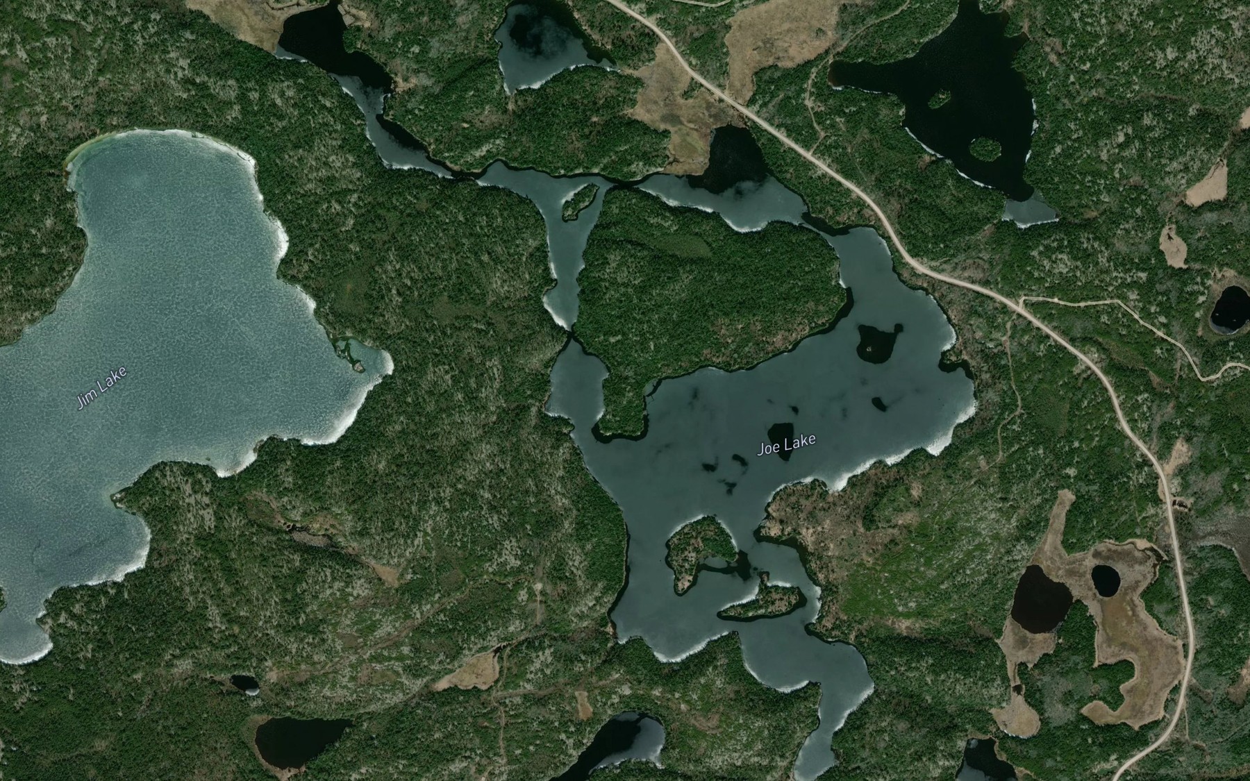 Satellite map of the Joe Lake
