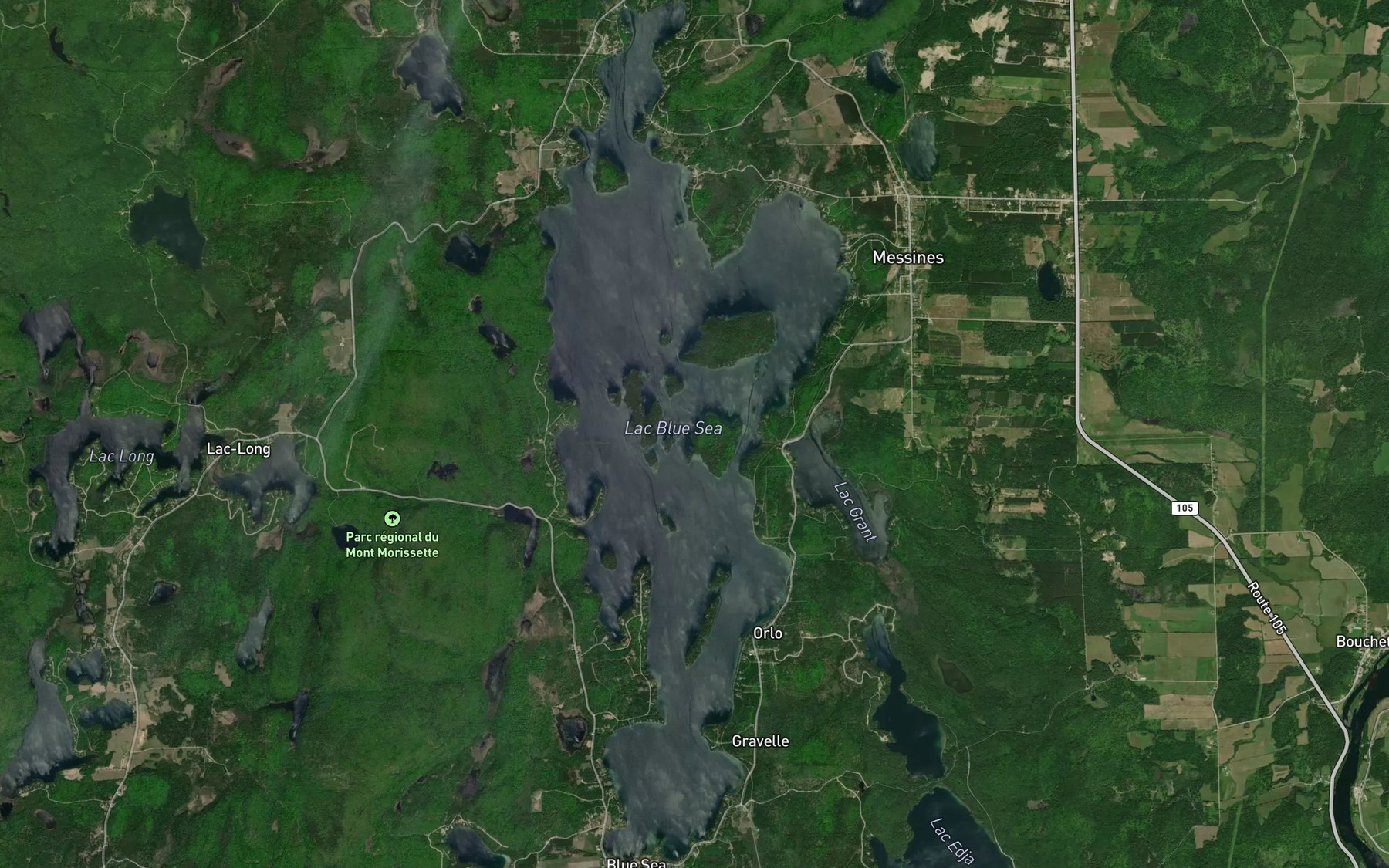 Satellite map of the Lac Blue Sea