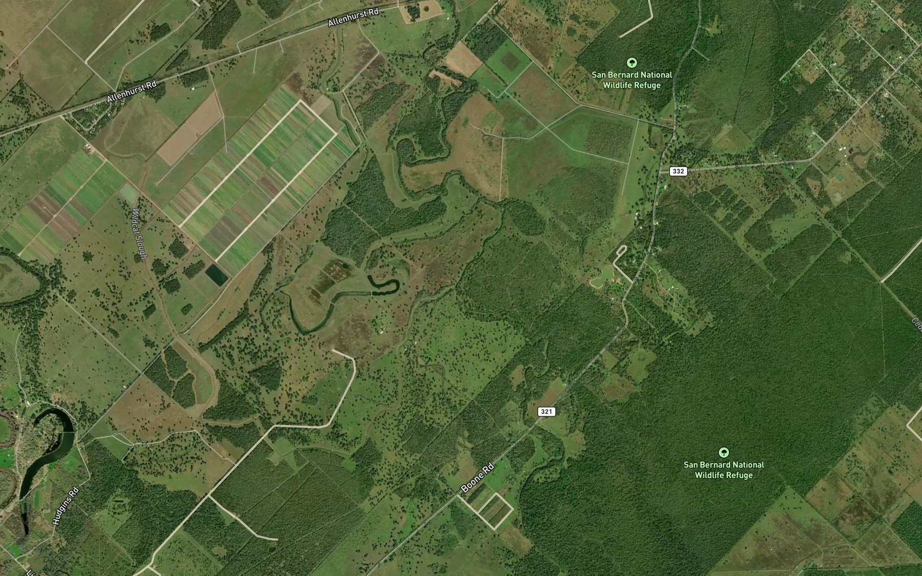 Satellite map of the Red Bayou