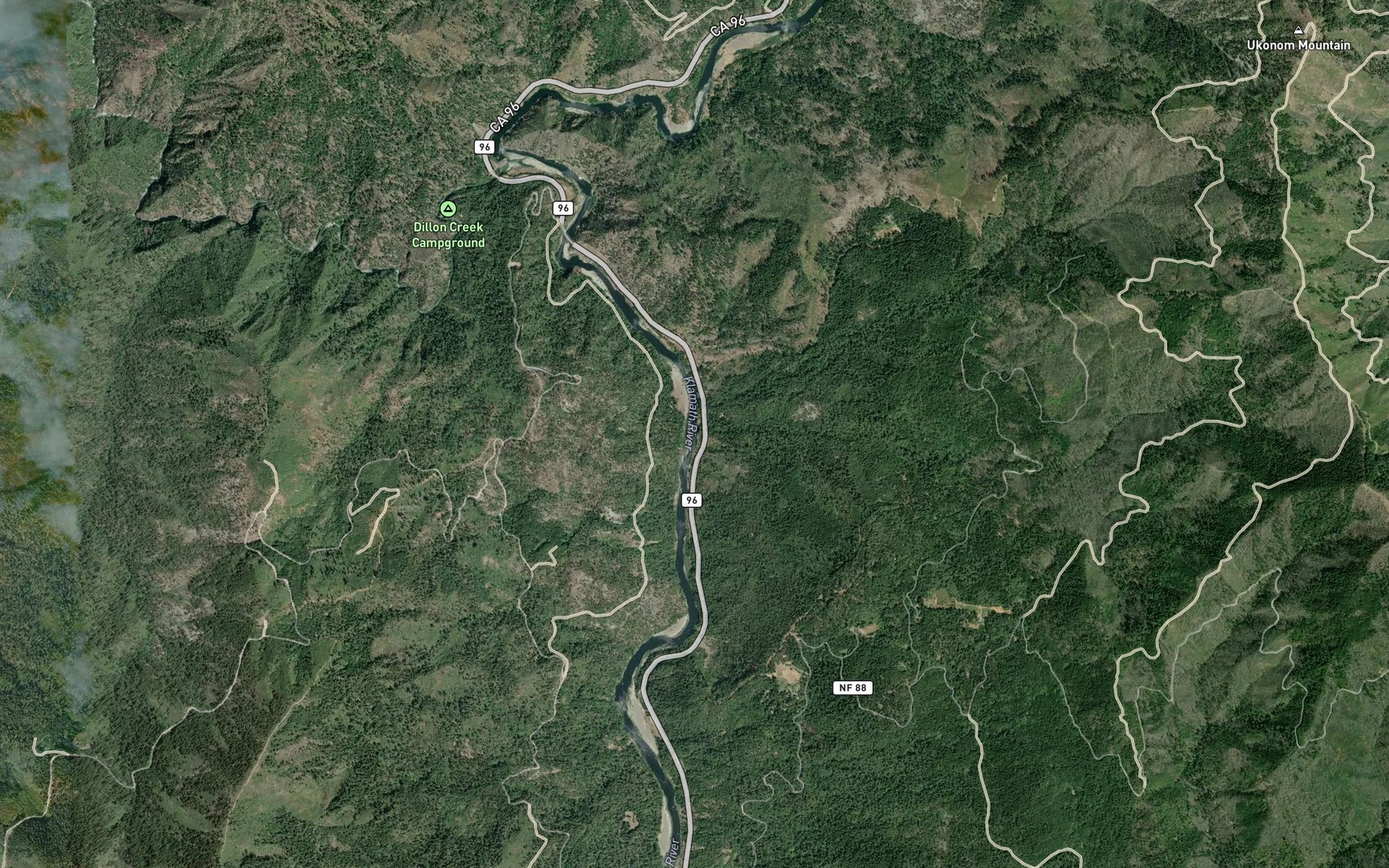 Satellite map of the Burns Creek