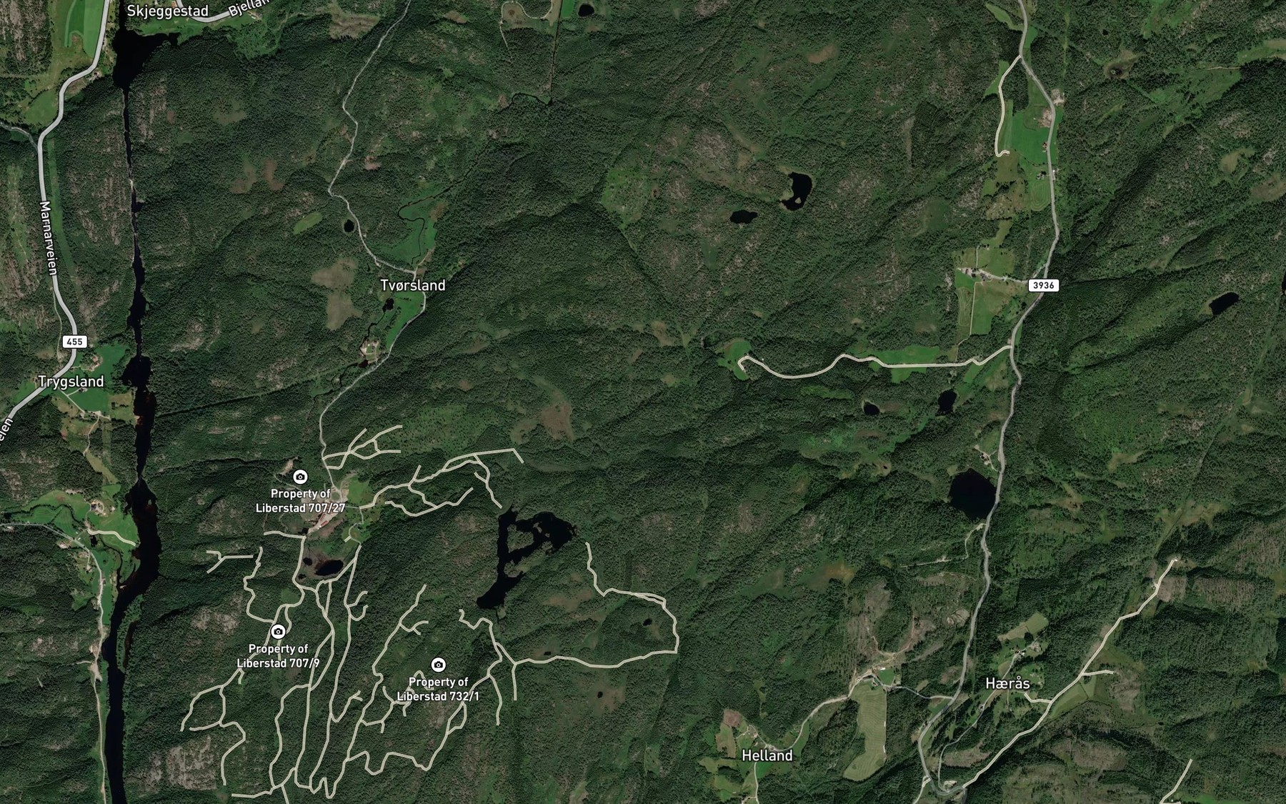 Satellite map of the Stoldalsbekken