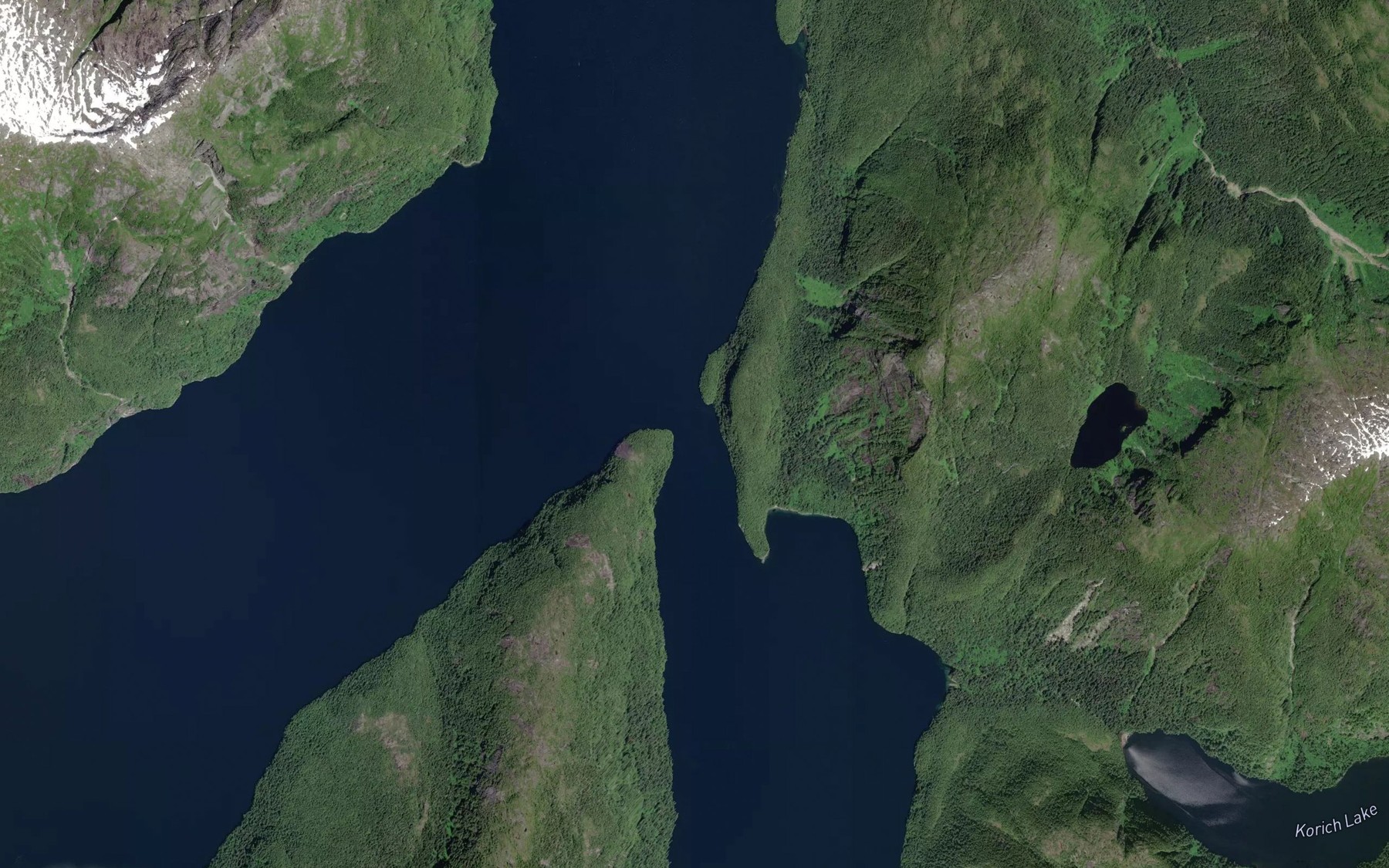 Satellite map of the Mathieson Narrows