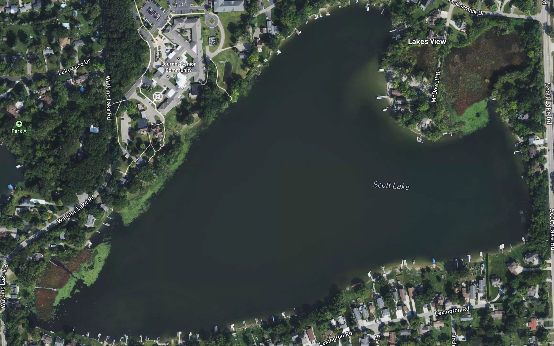 Satellite map of the Scott Lake