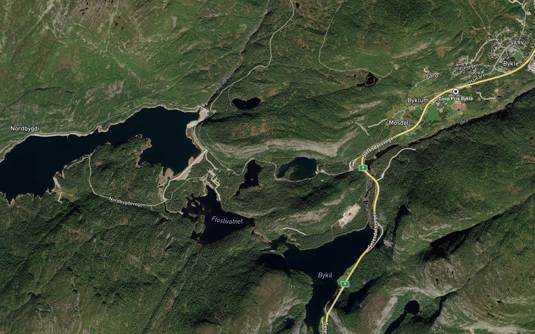 Satellite map of the Storetjonnbekken
