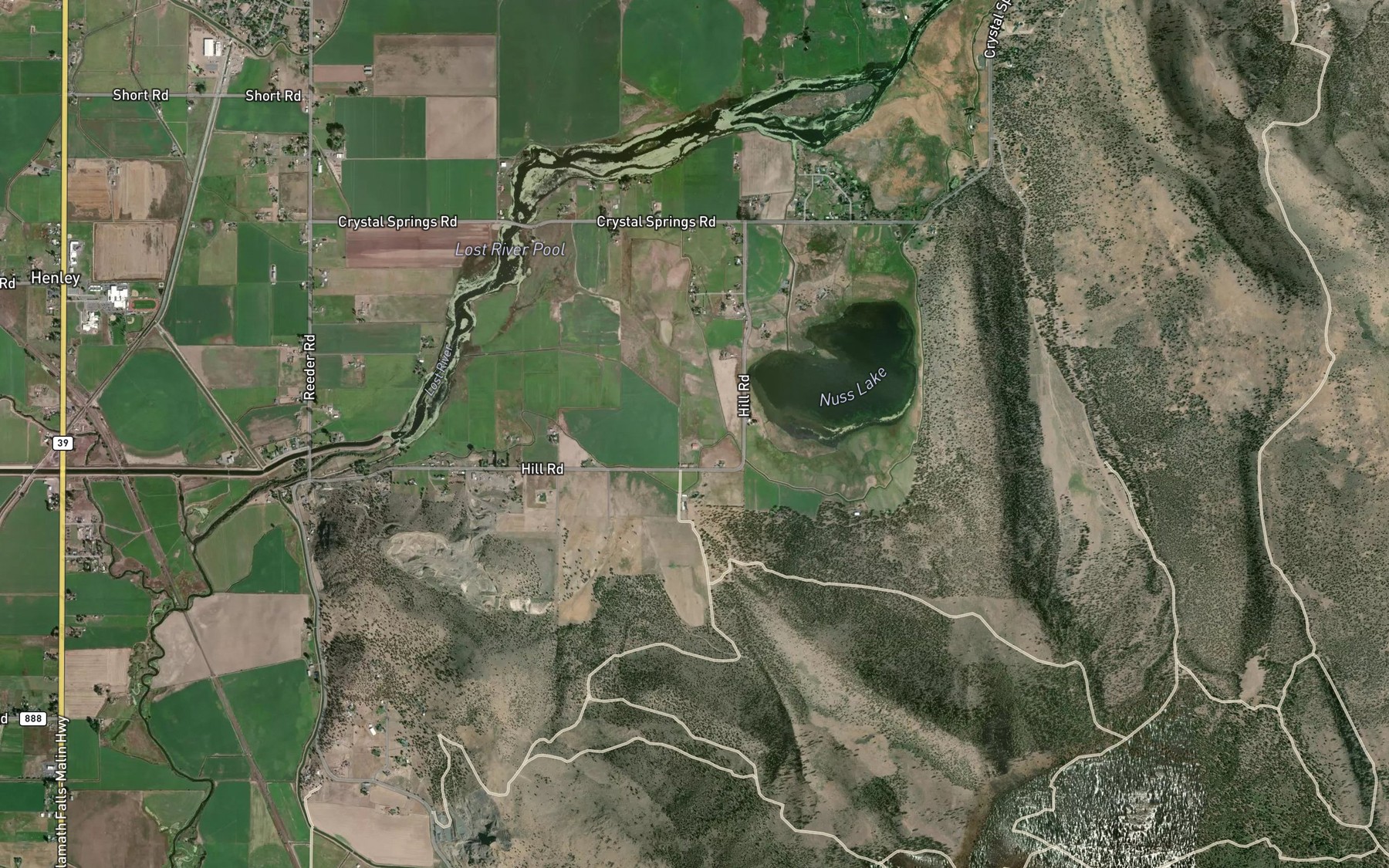 Satellite map of the Crystal Spring