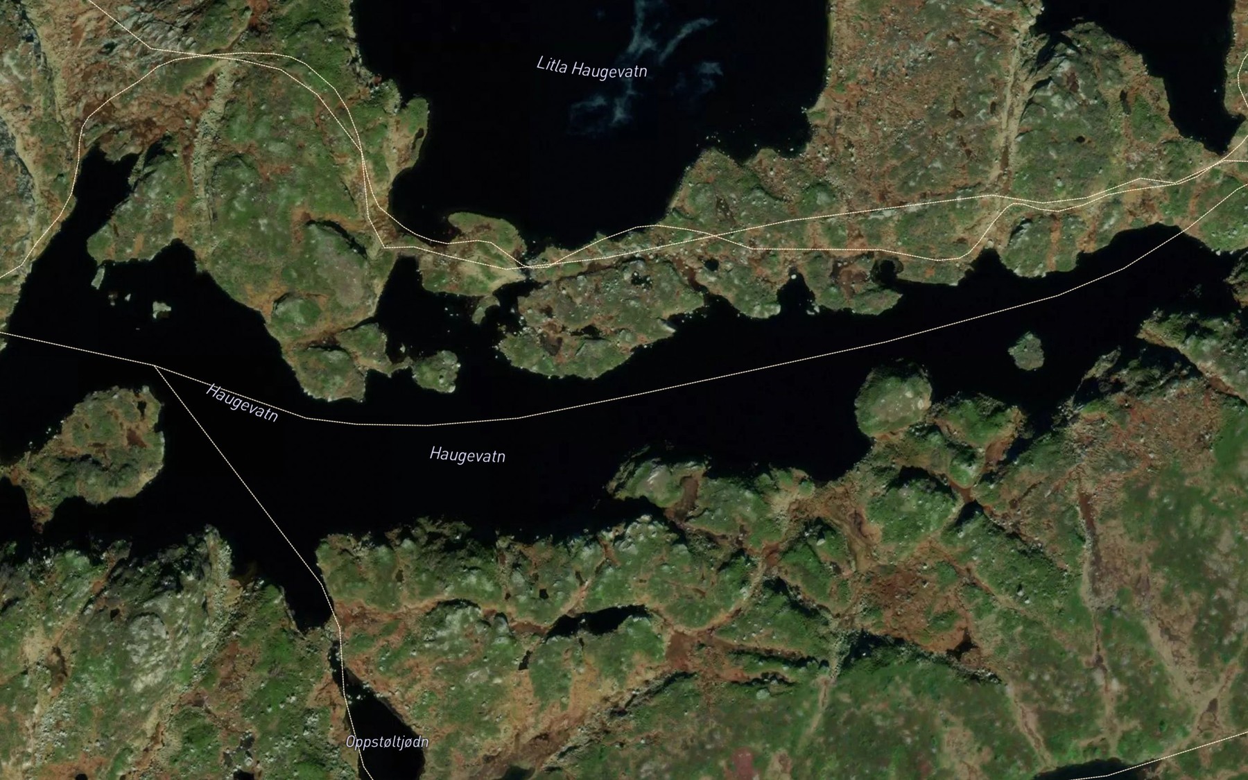 Satellite map of the Haugevatnet,store