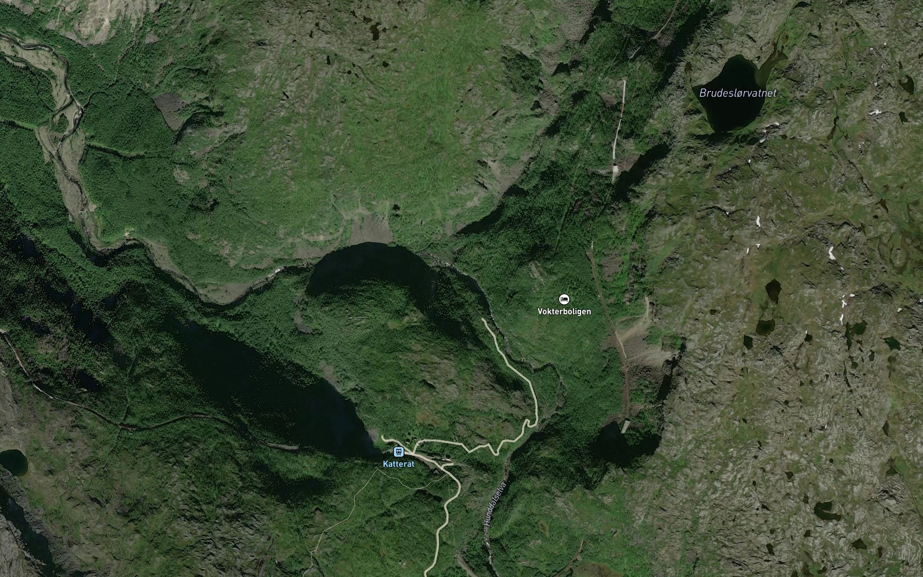 Satellite map of the Hunddalselva