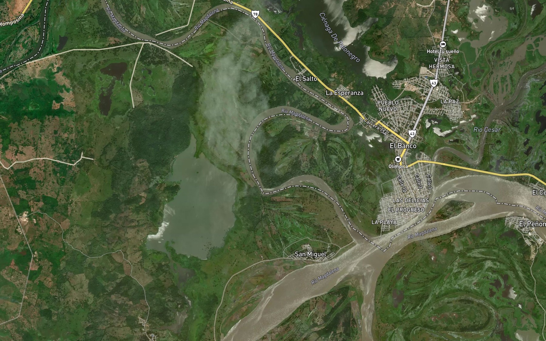 Satellite map of the Cienaga Palmarito